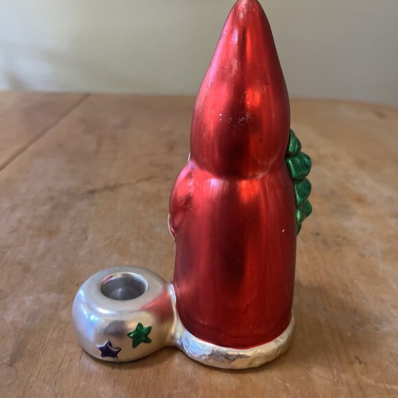 VINTAGE 1996 ENESCO OTAGIRI GLASS SANTA Taper Candle Holder 6.5" tall by 4.5"w s - Picture 5 of 11